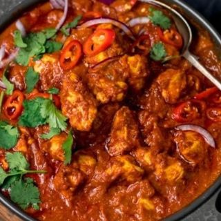 Pork madras curry with basmati rice 