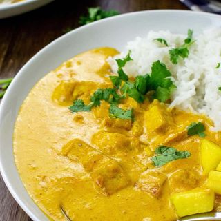 Paneer mango curry with basmati rice 
