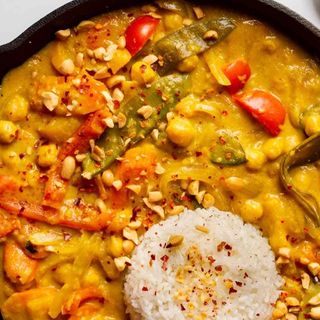 Vegitable mango curry with rice 
