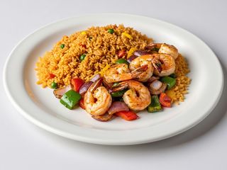 CAMARÃO COM ARROZ FRITO MEXICANO
