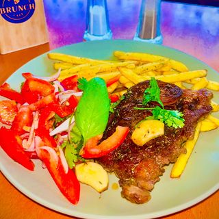Steak with Fries and Salad
