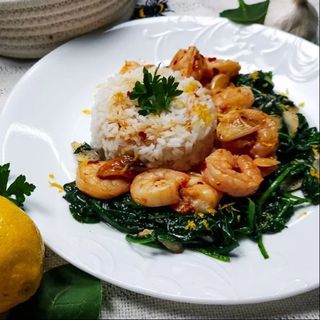 Camarão com Espinafres