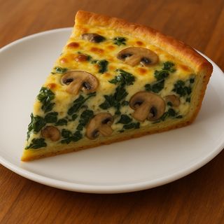 Quiche de espinafre e cogumelos (opção vegan)