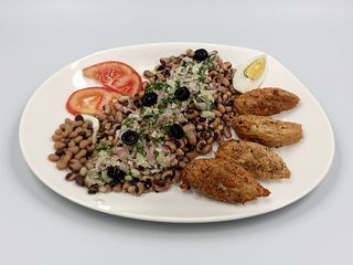 Bolinhos de bacalhau com feijão frade 