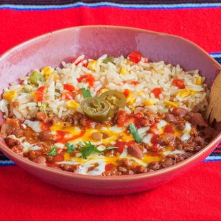 Chilli com carne e Arroz