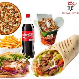 KEBAB MENU FAMLIA -4       (2 x BATATA ,1 x DONER KEBAB, 1 X DRUM KEBAB, 1 X DONER BOX , 1 PIZZA MEDIA 32 CM , 2 LT COCA COLA)