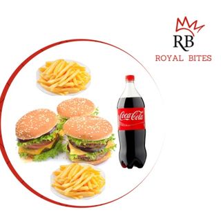BURGER MENU FAMILIAR-3 ( 3 X BURGERS  SALADA E MOLHO  2 X BATATAS 1 X COCA COLA 1.5 LT)