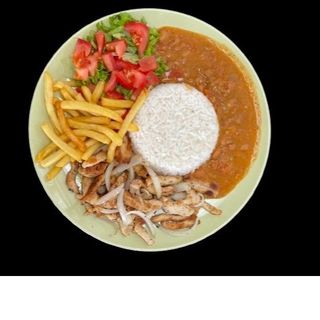 Tiras de frango acebolado