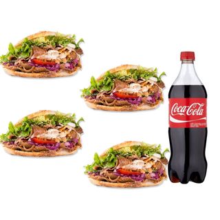 4 doner kebab +1 Litro coca-cola