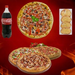 4 pizza medium + 1 Litro Coca-Cola