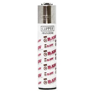 Isqueiro Clipper Raw Branco C/ Logos Vermelhos
