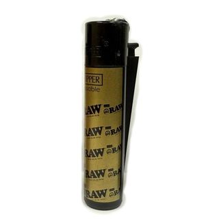 Isqueiro Clipper Raw Dourado C/ Logos Pretos