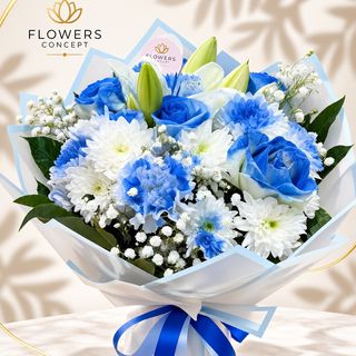 Bouquet Azul e Branco