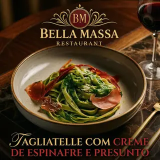 Tagliatelle com Creme de Espinafre e Presunto
