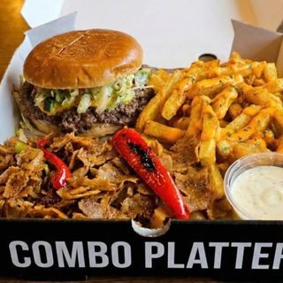 Smashed Burger with Fries and Sizzler Doner