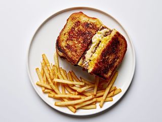Grilled cheese kebab sandwiches & Fries