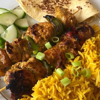 Seekh Kebabs (2pcs) with  Rice and Salads