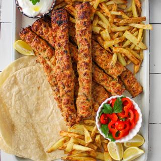 Seekh Kebabs (2pcs) with Durum Bread and Fries 