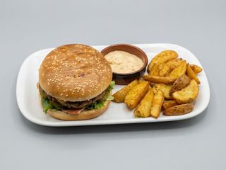 Mexican burgers with peppers onion and mushrooms