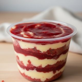 Red velvet com ninho e geleia de morango 