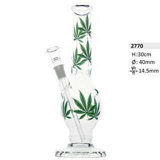 Bongo de Vidro com gelo Folhas Verdes - Tamanho S