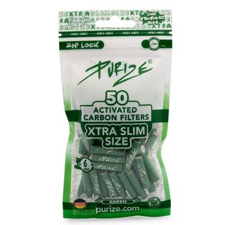 Filtros de carvão ativado Purize Xtra Slim | Verde 6mm - Pack 50 (apenas 2 disponíveis)