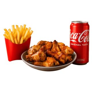 Asas de Frango 10pcs + bebida + batata frita