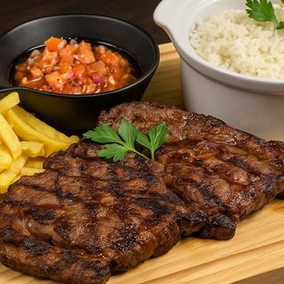 Posta ao Carvão C/ Batata Frita e Salada