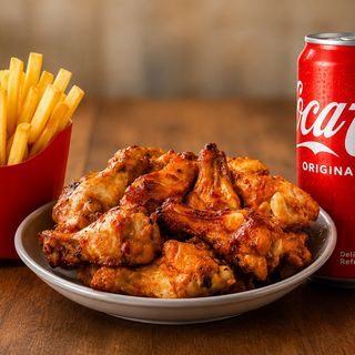 Asas de Frango 10pcs com batata e bebida