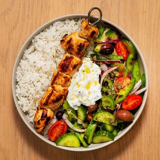 Chicken Souvlaki Rice Bowl