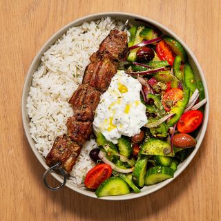 Pork Souvlaki Rice Bowl