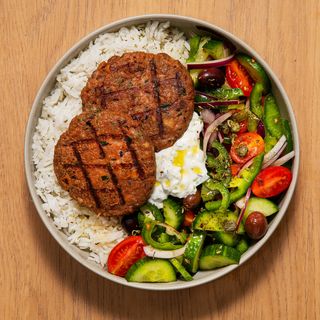 Vegan Bifteki Rice Bowl