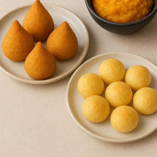 Coxinhas mais bolinhas de queijo