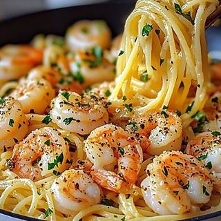 Esparguete com camarão