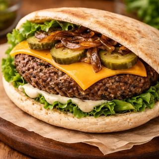 Sanduíche Beirute de Hambúrguer de Cogumelos Pleurotus