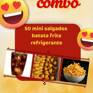 50 mini salgados +batata +refri