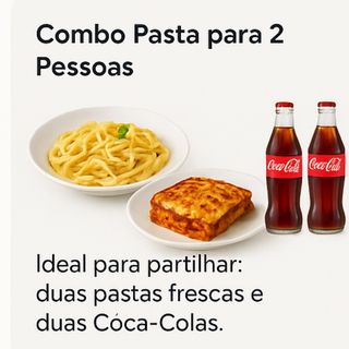 Combo Pasta para 2 Pessoas Coca colas 