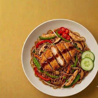 BBQ Noodles with breaded Chicken