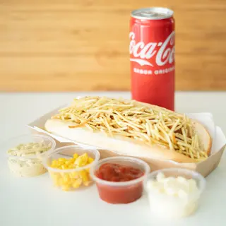 Menu Hot Dog + 5 Toppings + 1 Bebida