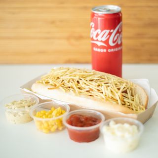 Menu Hot Dog + 5 Toppings + 1 Bebida