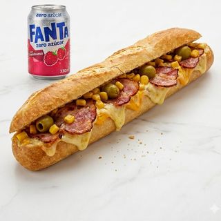 Pão de Alho Com Bacon milho e azeitonas + Bebida