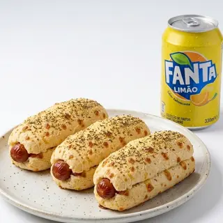 3 Pães de queijo Dog+Bebida