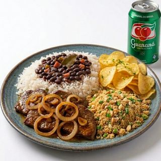 Fígado acebolado+ Bebida 750g