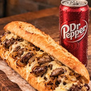 Pão de Alho recheado com corações acebolados + Bebida