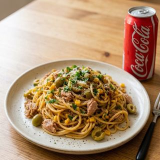 Esparguete com Atum +Bebida