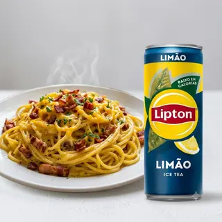 Esparguete com Bacon e cheddar + Bebida