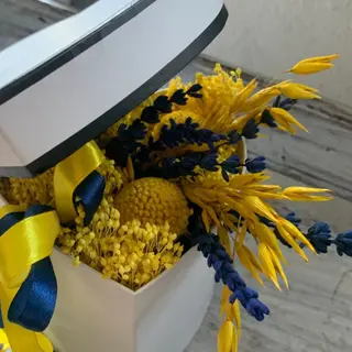 Caixa Amarelo e Azul