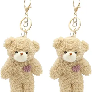 Porta chaves de urso beje com coração