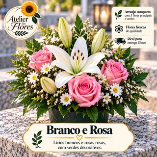 4002 Arranjo Branco e Rosa