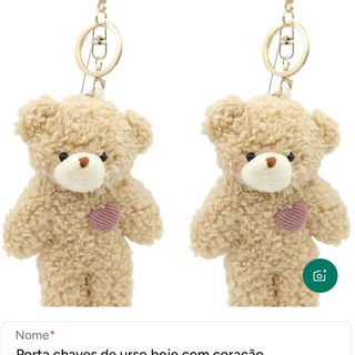 Porta chaves de urso de Peluche com coração